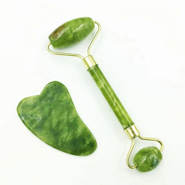 Natural Jade Gua Sha & Roller Set